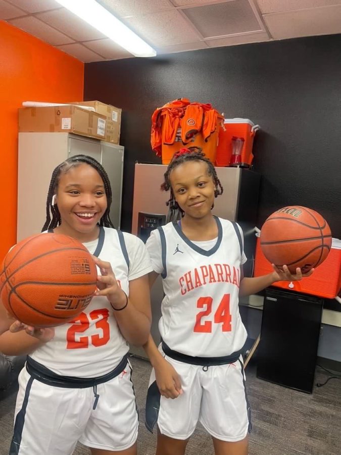 Freshman basketball players Vindoria Davis and Ineisha Mills enjoy being able to play higher level basketball.